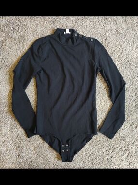 J. Crew Black Long Sleeve Mock Neck Bodysuit
